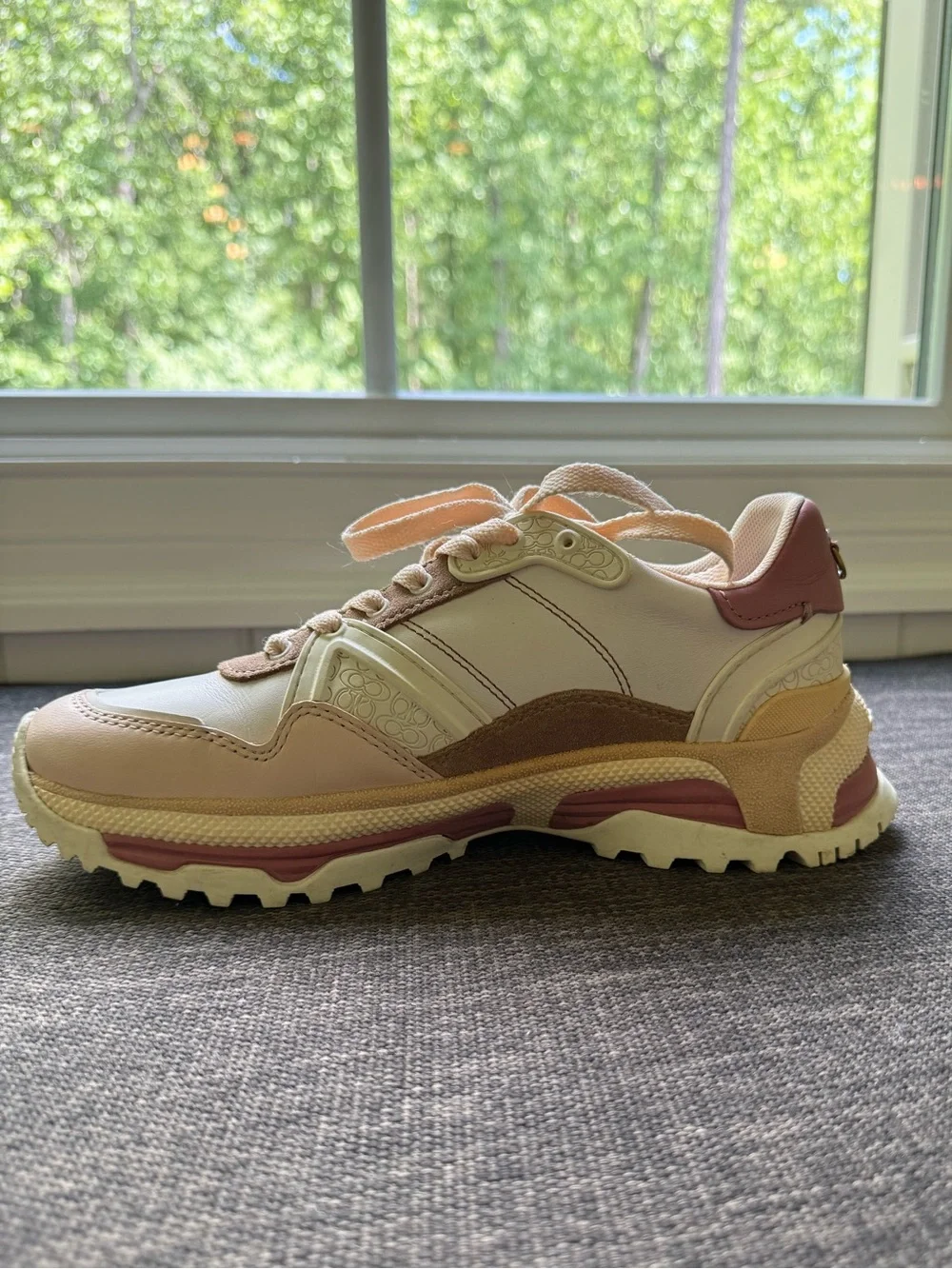 COACH C143 Women’s Pastel Leather & Suede Runner Sneakers